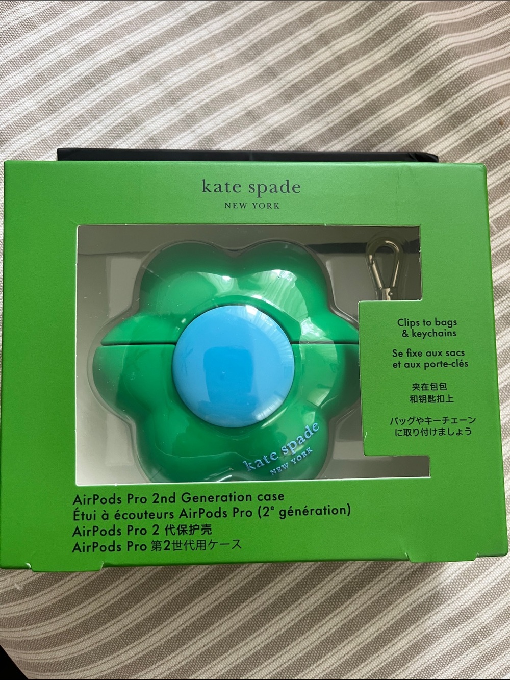 kate spade green flower AirPods Pro 2nd Gen Case with Blue Center